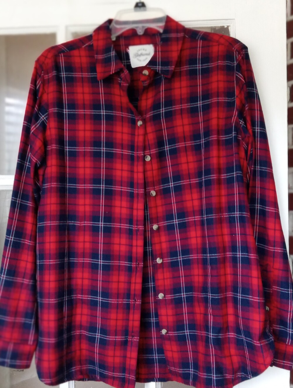 Jachs Girlfriend Red Navy Plaid Flannel Shirt M